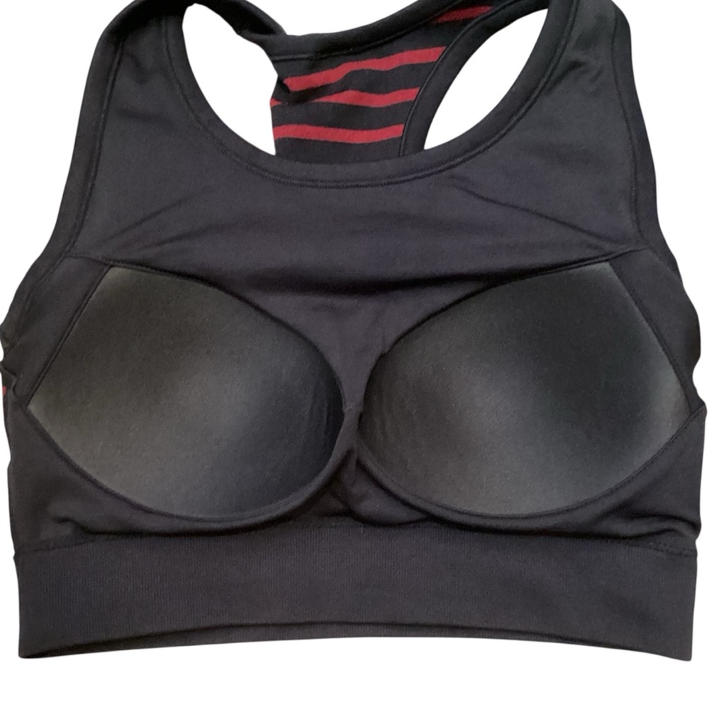 Zyia Active Black & Maroon Striped Monique Sports Bra - Large - Picture 6 of 8